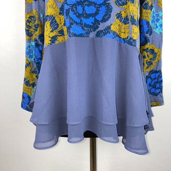 LOGO By Lori Goldstein Womens US XS Floral Cotton Modal Woven Chiffon Tunic Top - Picture 6 of 16